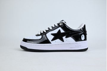 OG A Bathing Ape Bape Sta Patent Leather Black White