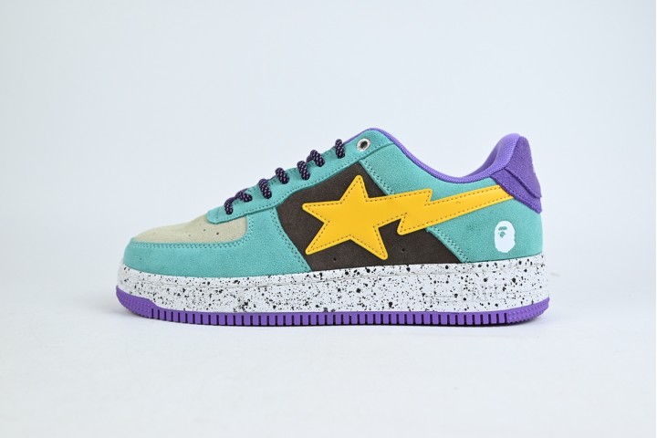 OG A Bathing Ape Bape Sta Teal Brown Yellow Suede