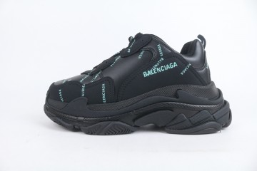 Balenciaga Triple S Allover Logo Black Blue