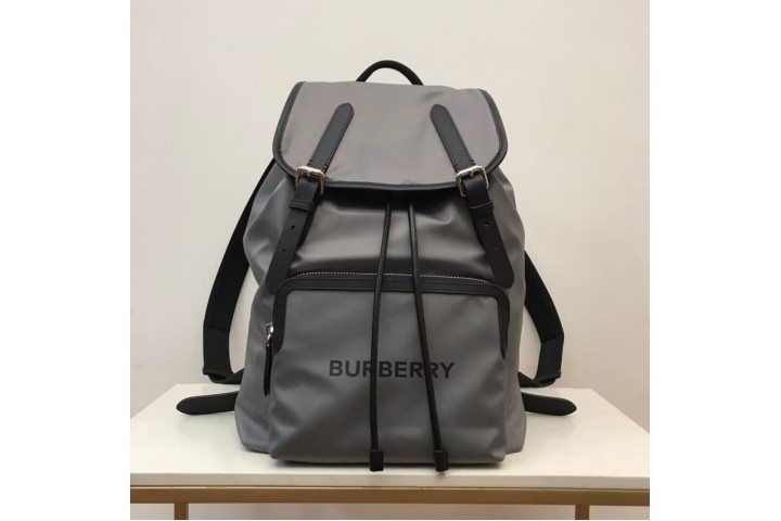 Burberry Logo Print Backpack Grey