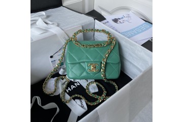 Chanel Flap Bag with Top Handle 23C Green AS3748