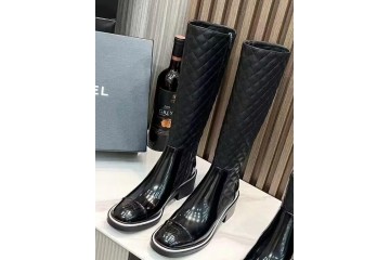 Chanel diamond zip up long boot