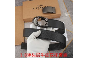Coach leather belt double Buckle