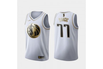 Dallas Mavericks Luka Doncic Jersey 77 White Gold