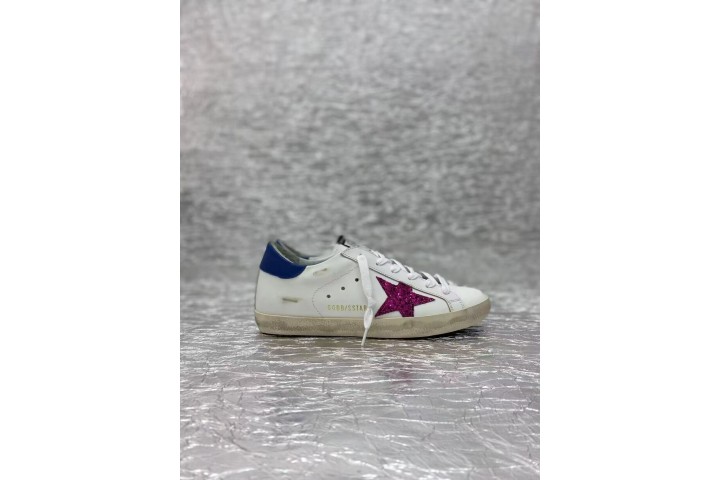 Golden Goose Super-Star White Blue Red Glitter