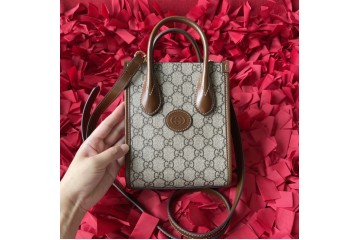 Gucci Mini Tote Bag with Interlocking G Beige Ebony