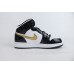  Jordan 1 Mid Patent Black White Gold