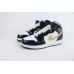  Jordan 1 Mid Patent Black White Gold