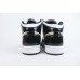  Jordan 1 Mid Patent Black White Gold