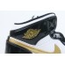  Jordan 1 Mid Patent Black White Gold