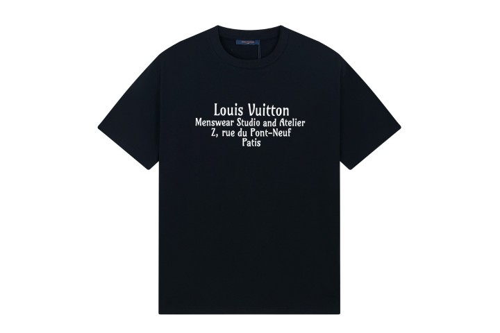 Louis Vuitton Crewneck Letter Printed T-shirt Black