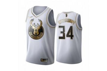 Milwaukee Bucks Giannis Antetokounmpo Jersey 34 white gold