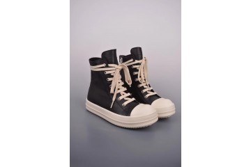 Rick Owens Leather High Top Black Cream