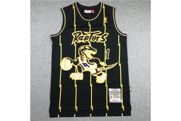 Toronto Raptors Tracy McGrady 1 Hardwood Classics Jersey Black Gold 